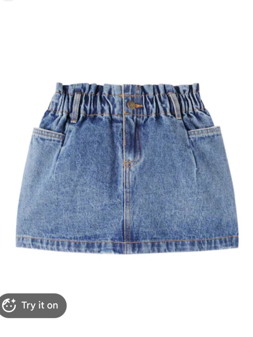 Rylee + Cru Light Blue Denim Paperbag Mini Skirt